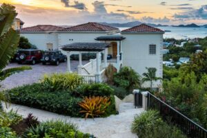 The spacious and luxury entrance to Guavaberry Villa on St John, USVI